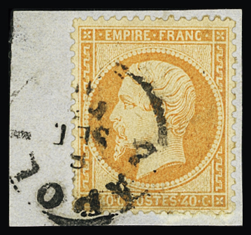 Càd italien NAPOLI sur n°23 40c orange sur petit fragment,