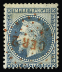 N°29B 20c bleu, deux exemplaires avec losange rouge