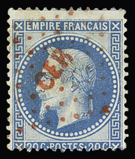 N°29B 20c bleu, deux exemplaires avec losange rouge