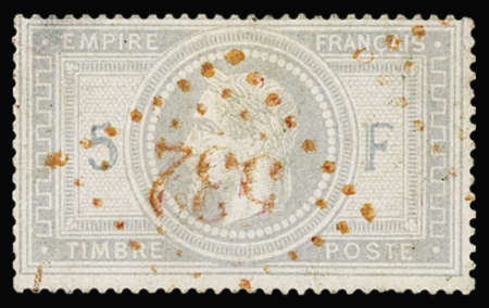N°33 5f violet-gris, obl. GC rouge 532 de Bordeaux