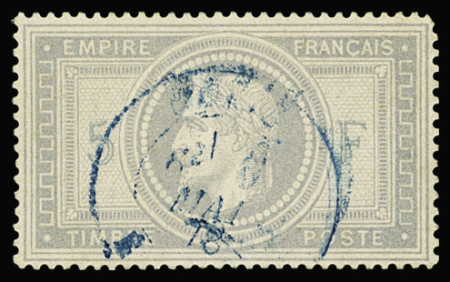 N°33 5f violet-gris, obl. càd bleu Paris étranger 6