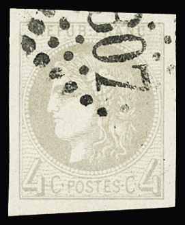 N°41B 4c gris, Report 2, obl. GC, SUP. Signé Calves
