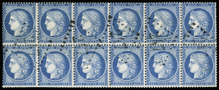 Exceptionnel bloc de 12 du n°60A 25c bleu obl. GC 247