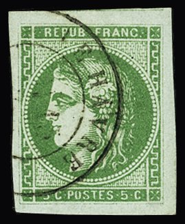 N°42Ba 5c vert-jaune foncé, obl. càd T17 Le Havre,