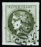 N°39A 1c olive, Report 1, obl. GC 1203 de Coutras (Gironde),