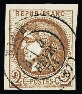 N°40Bg 2c belle nuance chocolat, obl. càd T17 Nice