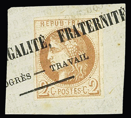 N°40B 2c brun-rouge, obl. typographique sur petit fragment,