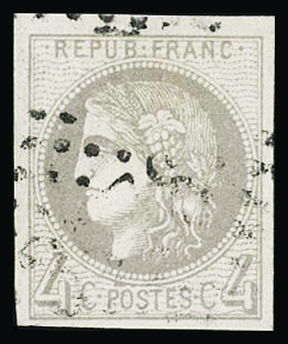 N°41B 4c gris Report 2, bien margé, obl. GC, TB