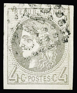 N°41B 4c gris Report 2, bien margé, obl. GC, TB. Signé