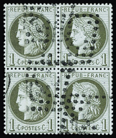 N°50 1c vert-olive, bloc de 4 obl. GC, TTB