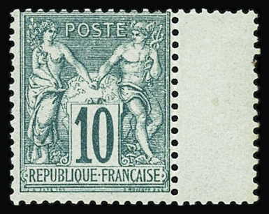 N°65 10c vert, Type I, interpanneau, neuf * (quasi