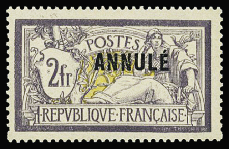 N°122-CI 1, 2fr violet et jaune, neuf avec trace de