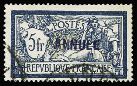 N°123-CI 1 5f bleu et chamois, obl., TB. Signé A.Brun