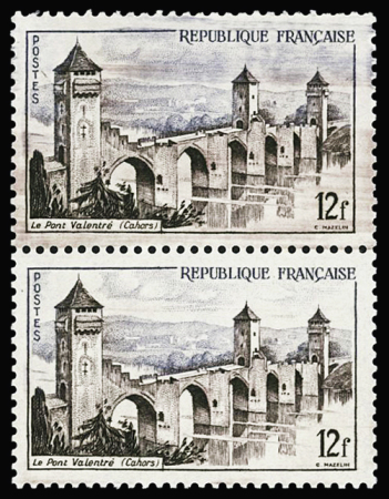 N°1039 12fr Pont Valentré Cahors, variété maculation