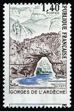 N°1687 1f40 Gorges de l'Ardèche, double variété piquage