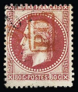 N°32 80c rose, obl avec cachet PD rouge, TB.