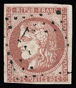 N°49d 80c groseille, obl. GC, nuance rare, au filet