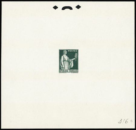 Type PAIX, épreuve sans la valeur en vert-gris, perforation