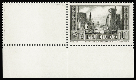 N°261B 10f La Rochelle brun-noir, non émis, coin de