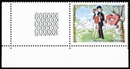 N°2354b Saint Valentin de Peynet, variété valeur omise,