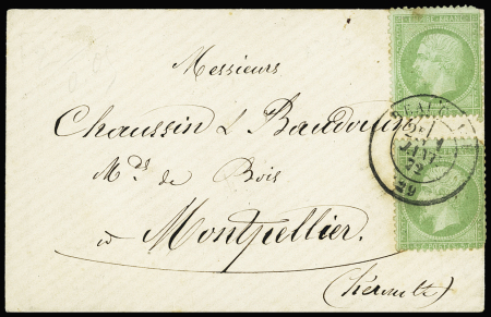 N°20 x2 (pd) obl. Beaucaire 1er janvier 1872 sur petite