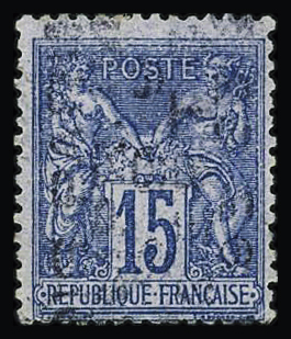 N°17 15c bleu, très beau, très rare sans défaut. Signé