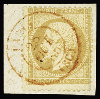 N°21 10c bistre obl. càd rouge Paris (SC) 28 oct 65