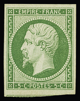 N°12 5c vert, voisin en bas, neuf avec infime trace
