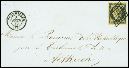 N°3 OBL grille + T15 Guebwiller Haut-Rhin (1849) s