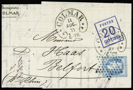 N°29B OBL étoile bleue évidée + Alsace n°6 OBL CAD