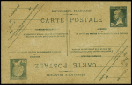 Entier carte postale neuve 20c Pasteur vert avec d