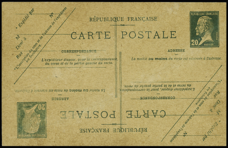 Entier carte postale neuve 20c Pasteur vert avec d