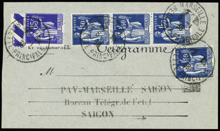 N°288, 4 pièces + n°365 OBL CAD "Marseille recette