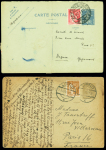4 entiers cartes postales réponses Paix et semeuse