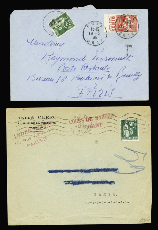 9 plis avec n°280, 30c vert dont 2 imprimés urgent