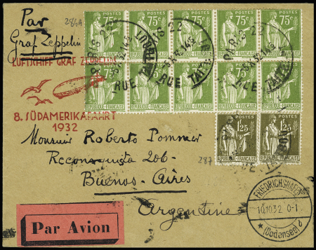 N°248A, bloc de 10 + n°287, 2 pièces OBL Paris 22