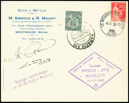 N°283 OBL Le Bourget (23.10.36) sur lettre et Inde