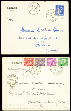 3 lettres AFF type Paix perforé "S" OBL Paris 6 Se