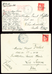 Lettre + carte postale AFF n°283 OBL griffe "Paque