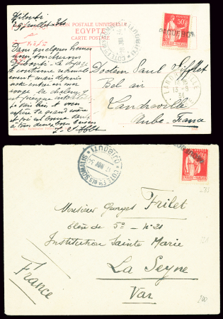 Lettre + carte postale AFF n°283 OBL griffe "Paque