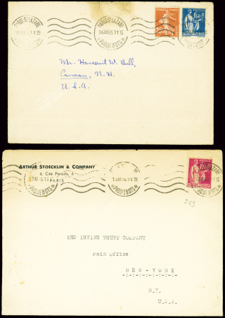 2 lettres AFF n°235 + 289 et n°289 OBL mécanique "