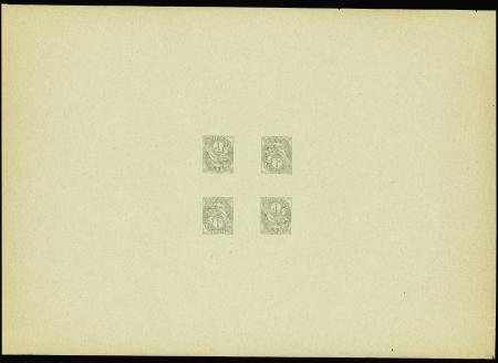 N°107 1c gris, grande épreuve de 4 timbres 1c gris
