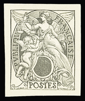 N°107 à 111, série de 5 essais en noir sans valeur