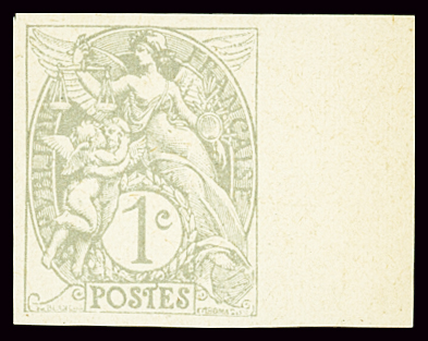 N°107 1c gris, non dentelé avec BDF à droite, nsg,