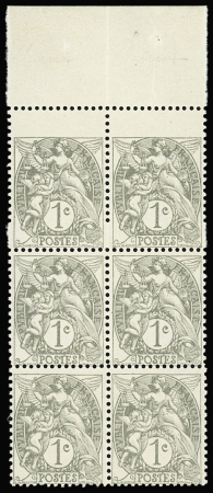 N°107, bloc de 6 BDF avec paire supérieure grand f