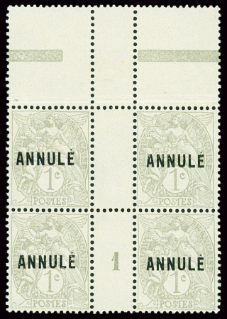 N°107 CI1, bloc de 4 type 1B avec surcharge "annul
