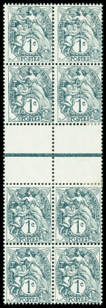 N°107A, panneau de 50 timbres du 1c ardoise au typ