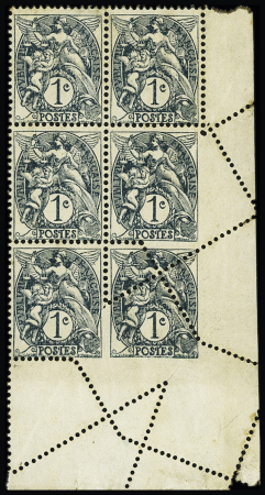 N°107A, bloc de 6, gomme naturellement craquelée,