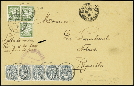 Lettre non affranchie en taxe simple de Ribeauvill