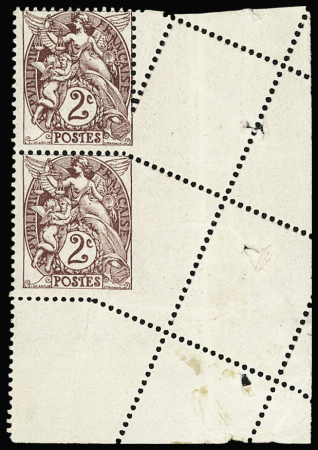 N°108, paire verticale avec variété de piquage par